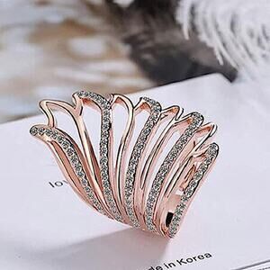 Rose Gold Angel Wing Ring, Cubic Zircon, Guardian, Gift for Her, Handmade